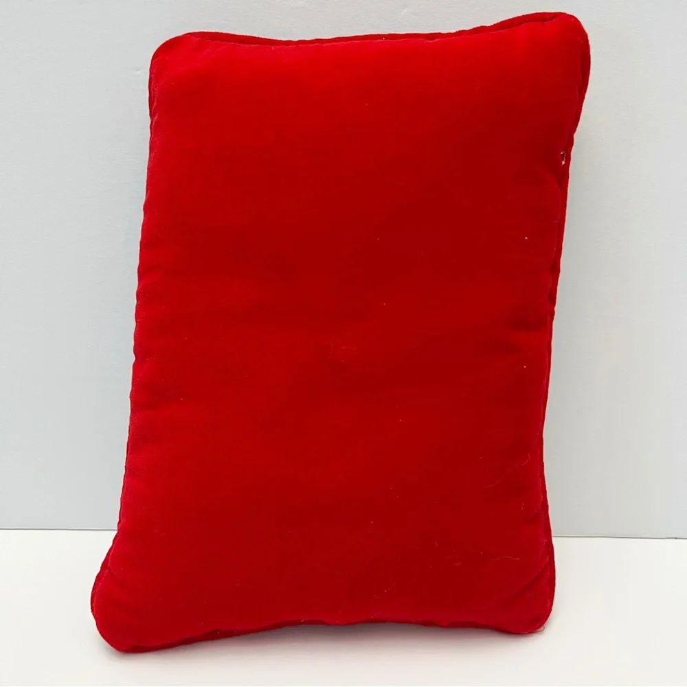 Vintage Needlepoint Snowman Red Cardinal Love Winter Mini Decorative Pillow 8x6